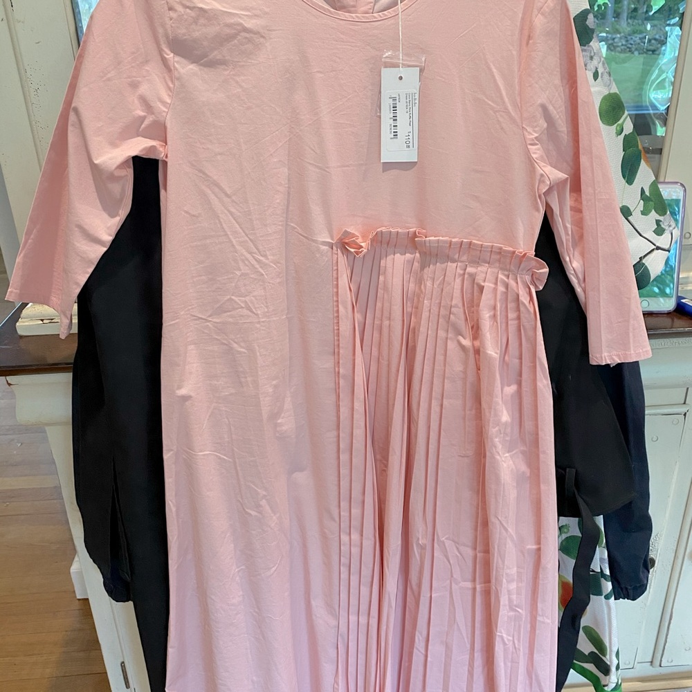 NWT Coco Blanc pink pleat dress 16